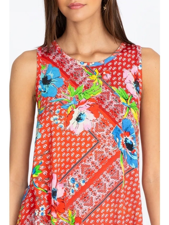 Johnny Was Tops - Johnny Was Martha Swing Tank Floral Patchwork Bamboo Blend Sleeveless Small F389
